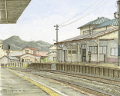 「渡波駅のスケッチ」